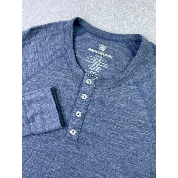 Mack Weldon Henley Shirt Mens Small Knit Long Sleeve Wool Cashmere Blend Blue - Picture 4 of 8